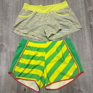 Nike Women's‎ Shorts Bundle, yellow & green patterns, size M